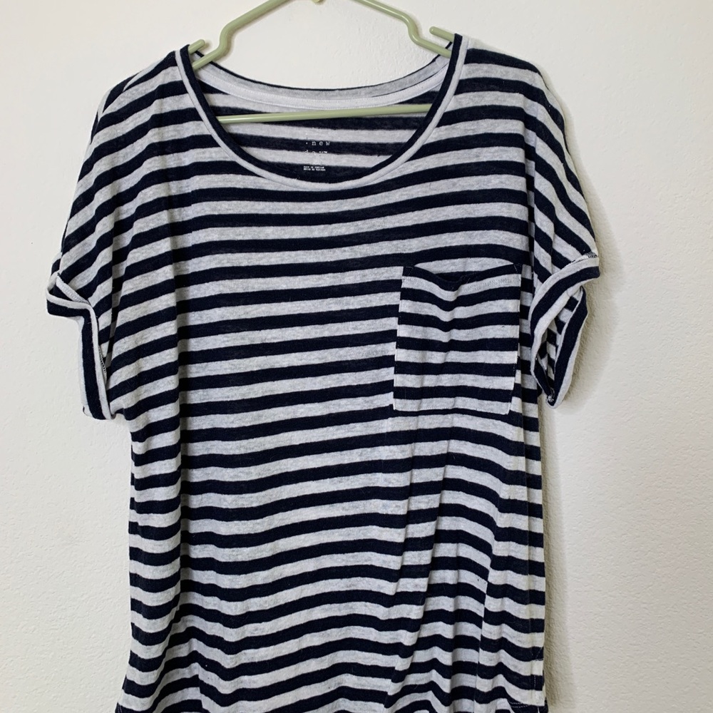Blue and white striped top